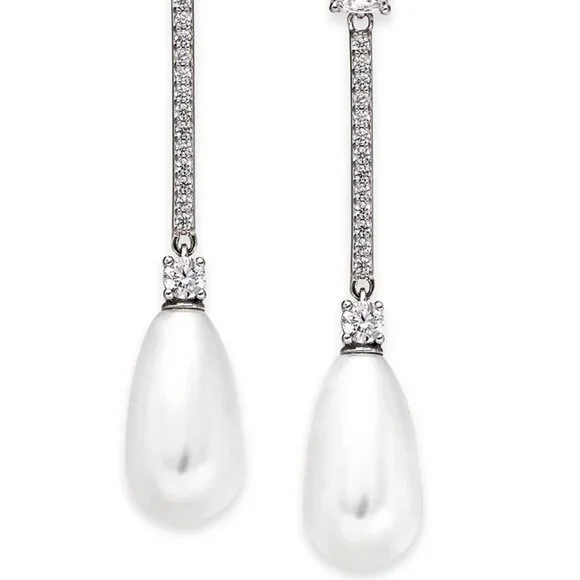 Womens Gorgeous Eliot Danori Crystal, Rhinestone & Faux Pearl Linear Earrings - Picture 3 of 3